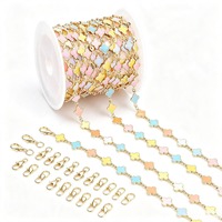 Chaîne en acier inoxydable émaillée trempée dans l'huile, 5 mètres, en vrac pour bijoux DIY avec anneaux de jonction et fermoirs mousquetons, vente en gros