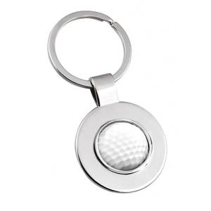 Llavero de golf de metal liso con diseño de centro texturizado - Product Image 1