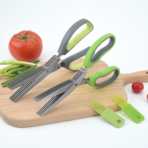 5 Layer Herb Scissors Stainless Steel 4 In Greenish Gray Home Kitchen Use - Product Image 1