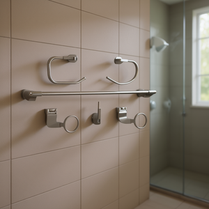 Elite 6 Piece Towel Rack Set Chrome Wall Mounted Modern Bathroom Storage Hardware - Product Image 2