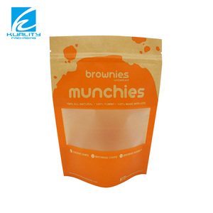 Sacs en papier kraft personnalisés avec fermeture éclair et fenêtre pour brownies et friandises, emballage alimentaire, transparent - Product Image 1