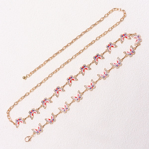 สร้อยคาดเอวรูปผีเสื้อ โลหะผสมสังกะสีชุบทอง ประดับด้วยคริสตัล สำหรับงานปาร์ตี้ เครื่องประดับแฟชั่นสำหรับผู้หญิง - Product Image 3