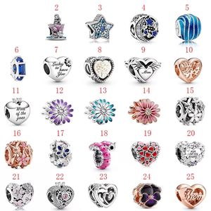 Venta al por mayor de dijes de plata 925 HaYa para mujer, abalorios de pegamento para hacer joyas, colgantes de circonita con diseño de margarita, corazón, flor y océano azul. - Product Image 1