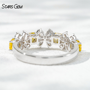 Starsgem 1.44ct Vivid Yellow Lab Grown Diamond E VS 18K White Gold Vintage Unisex Anniversary Band Bague en diamant - Product Image 3