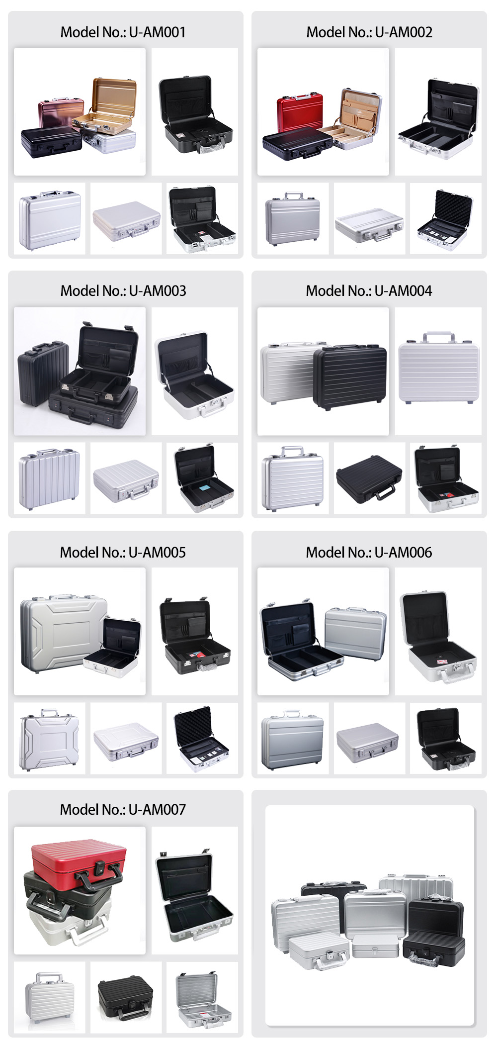 Silver Smooth Aluminum Alloy Briefcase for Business & Metal Tool