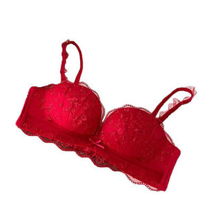 Lace Sexy Embroidery Small Chest Gathered Underwear Without Steel Ring Thickened Text <b>Bra</b> Pure Desire Style Girl - Product Image 5