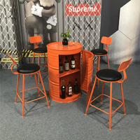 Table et chaise hautes de style industriel en fer, design baril à huile, pour stand autoportant, salon de thé, café, espace de repos extérieur, usage commercial