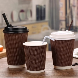 Disposable Ripple Wall Disposable Personalised Logo <b>Takeaway</b> 8oz Disposable <b>Coffee</b> Paper Corrugated Cups - Product Image 2