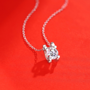 Classic Style 925 <b>Sterling</b> <b>Silver</b> 1 Carat Claw Setting Moissanite <b>Necklace</b> for Woman Fancy Quality <b>Women</b> <b>Necklace</b> Best Gifts - Product Image 4