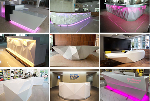 Mostrador <span class=keywords><strong>de</strong></span> Recepción Moderno con Diseño <span class=keywords><strong>de</strong></span> Diamante en Piedra <span class=keywords><strong>de</strong></span> Mármol Blanco Corian para Consultorio Dental - Product Image 5