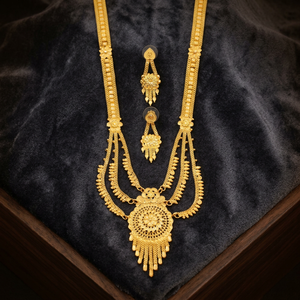Wholesale 14K 18K 24K Micro Gold Floral Design Rani Haar Necklaces Set, Indian <b>Bridal</b> Jewelry Set Brass Gold Fashion Jewelry Set - Product Image 5