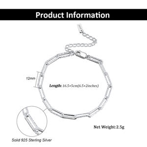 Vòng tay dây xích kiểu kẹp giấy 3.5mm, bạc Ý 925 nguyên chất, thủ công, mã RINNTIN SB120 - Product Image 4