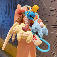 Promotion : Porte-clés Éléphant Anime Tendance et Étanche, Pendentif Téléphone et Breloque Dragonne en PVC 2D Motif Éléphant Volant avec Couronne