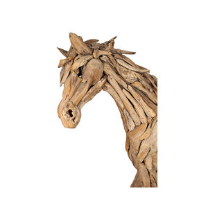 Décoration d'intérieur traditionnelle Gubuk Bali en forme de cheval, sculpture rectangulaire en racine de teck 100% faite à la main, 250x50x200cm, à poser au sol, pour l'extérieur ou le bureau - Product Image 3