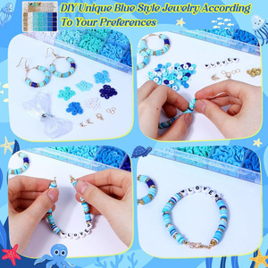 ชุดทำเครื่องประดับ DIY ลูกปัดดินโพลิเมอร์ สีสันมหาสมุทร ตัวอักษรจิ๋ว สำหรับงานประดิษฐ์ สร้อยข้อมือ ต่างหู - Product Image 3
