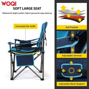 Chaise de camping pliable extra large WOQI Outdoor, capacité de charge 450 lbs, structure en aluminium, bleu paon, chaise de jardin - Product Image 4