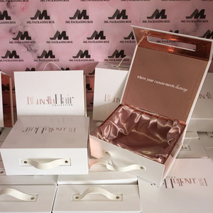 Custom Logo Premium Luxury Pink Cardboard Paper Gift Wig Hair Extension Magnetic Packaging Box Magnetic Ribbon Wig Gift Boxes