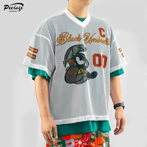 Nhà Sản Xuất Tùy Chỉnh Người Đàn Ông Của In Quá Khổ Bóng Đá Mỹ Bóng Rổ Bóng Chày Hockey Lưới Jersey Boxy Phù Hợp Crop T-Shirt Cho Nam Giới - Product Image 2