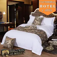 Benutzer definierte weiße Hotel Bettwäsche Bettwäsche Set Hotel Bettwäsche 100% Baumwolle Bett bezug Luxus
