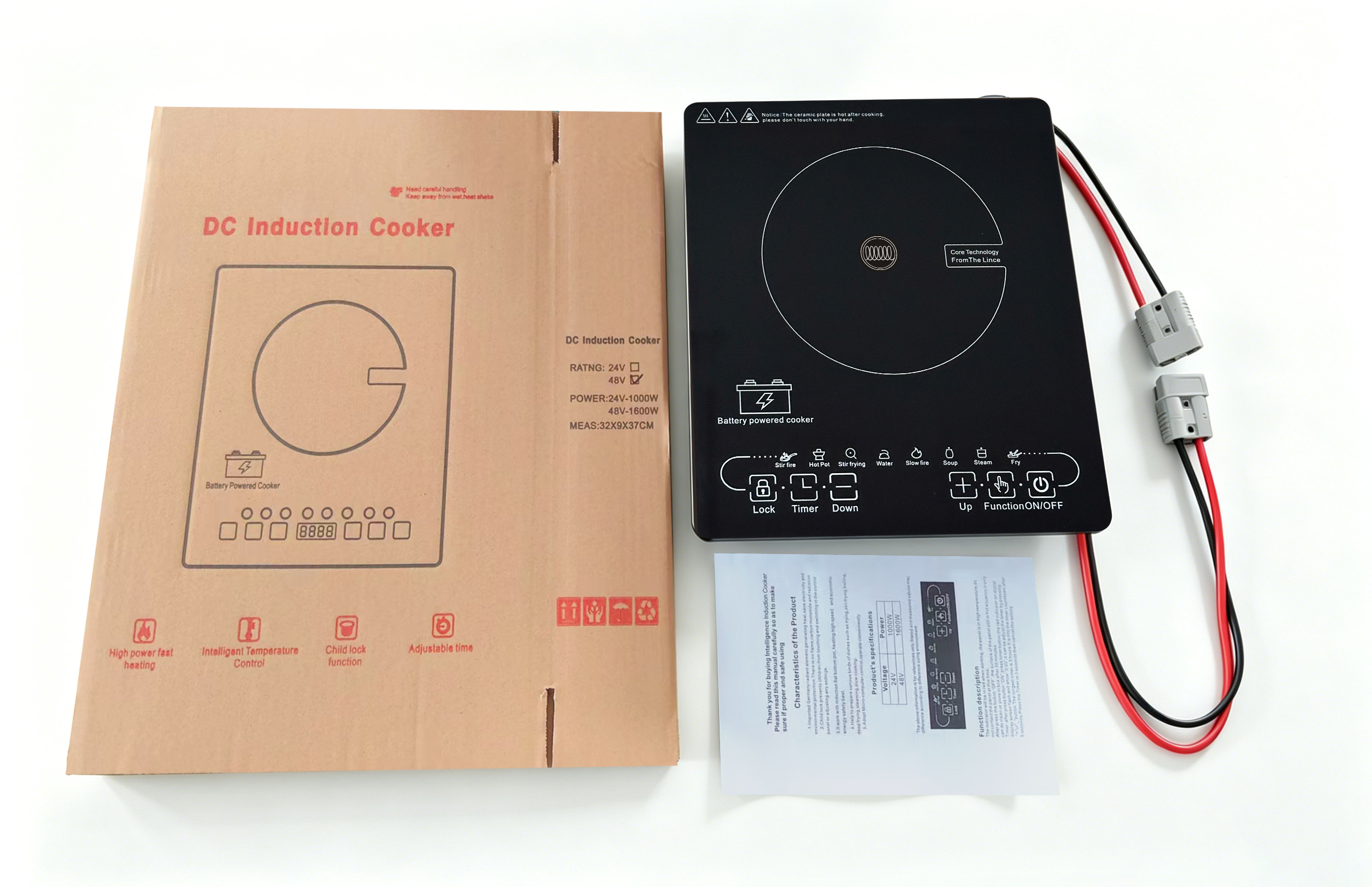 Black DC 48v induction cooker