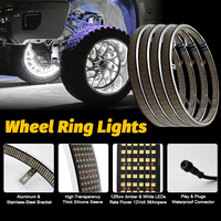 Kingshowstar 4PC Amber&White 12V LED Wheel Lights IP68 Waterproof Aluminum 360W for Truck ATV Car