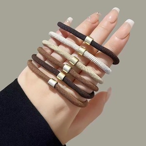Élastique à cheveux rétro Maillard, haute élasticité, couleur unie, élégant, pour queue de cheval, usage quotidien - Product Image 1