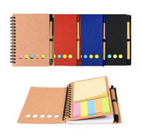 Bloc-notes autocollants écologiques en spirale, bloc-notes en papier kraft, mini carnet, bloc-notes personnalisés avec logo, bloc-notes avec stylo et notes autocollantes