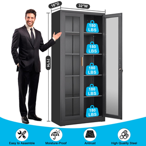 Armadietti Portadocumenti Neri a <span class=keywords><strong>Doppia</strong></span> Porta Impermeabili, Adatti per Uffici, Case, Garage, Palestre e Scuole - Product Image 3