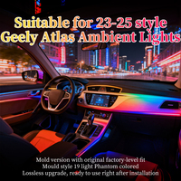 Kit de rétrofit d'éclairage d'ambiance pour Geely Atlas 2023-2025, 19 couleurs fantôme, 3 modes de contrôle, 12V, logo personnalisé