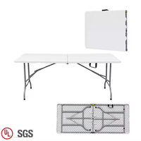 Table pliante rectangulaire en plastique blanc de 6 pieds pour événements de mariage et terrasses extérieures – Prix de gros abordable