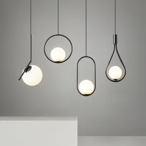 Lustre de chevet, chambre principale, moderne, minimaliste, lumière de luxe, noir, longue ligne, décor de restaurant, petit luminaire suspendu