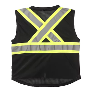 Wholesale ANSI Class 2 Back Cross Safety Vest Fabric <strong>Hi</strong> <strong>Viz</strong> Security Vest Mesh Black Tool Vest with logo for the Night - Product Image 4
