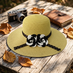 Chapeaux de plage en raphia en gros avec accessoires fleur et nœud papillon - Product Image 3