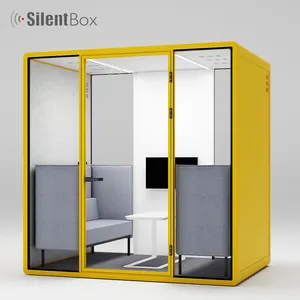 Cabina de teléfono acústica interior moderna de oficina a prueba de sonido con muebles de conjunto de teléfono inteligente