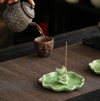 Grensoverschrijdende nieuwe product lotusblad wierookhouder keramische wierookbrander met asbak Zen theetafel decoratie & cadeau