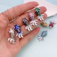 Breloque Poisson Rouge Émaillé Coloré Plaqué Or 18K, Pendentif Poisson Porte-Bonheur, Accessoire de Bijouterie Mignon pour Collier, Bracelet, Bricolage