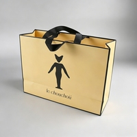 Sac de shopping en papier de luxe, recyclable, écologique, avec poignée en ruban de longueur épaule, logo personnalisé imprimé