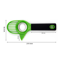 Outil de cuisine familial 3-en-1 en plastique pour fruits : Coupe-avocat, couteau, dénoyauteur et trancheur