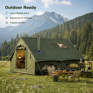 Tente de glamping gonflable de luxe pour 6 à 10 personnes, imperméable, tissu Oxford 420D, 4 saisons, avec cheminée et lucarne - Product Image 2