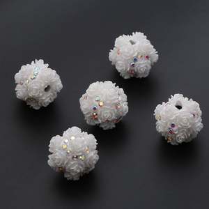 Hot Sale 20mm Porcelain Clay Painted Round Rose Flower Ball Shiny Crystal Loose Beads <b>Colorful</b> <b>Pen</b> Bracelet Making - Product Image 6