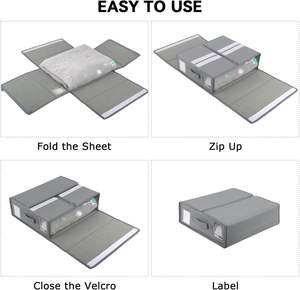 Boîte de rangement pliable pour ensemble de couvertures, organisateur de placard pour literie, vêtements, couvertures, draps, organisateur d'ensemble de draps - Product Image 5