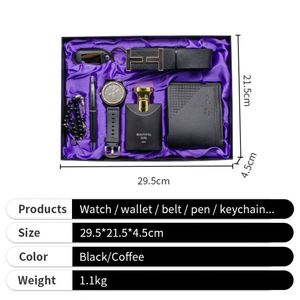 Men's <b>Watch</b> Gift Set 7Pcs Bracelet <b>Watch</b> Wallet Sunglasses Corporate Set Gift with Box - Product Image 2