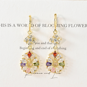 Orecchini Pendenti Floreali Impermeabili Placcati Oro 18K Multicolore Personalizzabili OEM per Donna, Ideali per <span class=keywords><strong>Boutique</strong></span> e Ingrosso - Aretes De <span class=keywords><strong>Moda</strong></span> Largos - Product Image 4