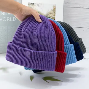 2023男性と女性のための卸売高品質毎日暖かい冬の帽子クラシックアクリルブランクカスタムロゴニットカフビーニー
