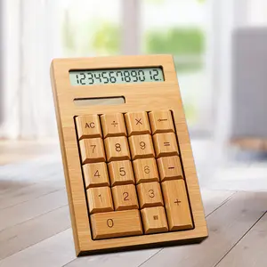 Natuurlijke Bamboe Zonne-Calculator Milieuvriendelijke Multifunctionele Desktop Calculator Met 12-cijferig Groot Display