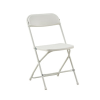 Chaise pliante portable blanche en HDPE/PP, chaise de bureau pour exposition, dossier simple, robuste, durable, multifonctionnelle