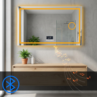 Miroir intelligent rectangulaire anti-buée avec éclairage frontal LED intégré, variateur de lumière et capteur tactile