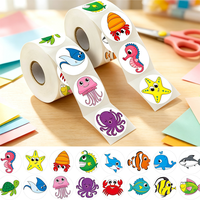 Haoxuan OEM – Rouleau d'autocollants personnalisés mignons monstres, étiquettes imprimées autocollantes et imperméables pour récompenses scolaires et décorations pour enfants