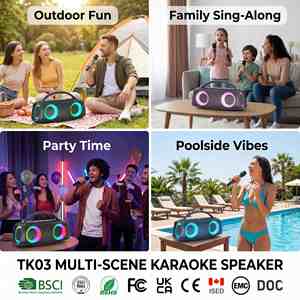 OEM Portable Machine with 2 <b>Microphones</b> 4000mAh Battery TK03 40W Powerful BT Speaker for Outdoor Party Camping Beach - Product Image 2