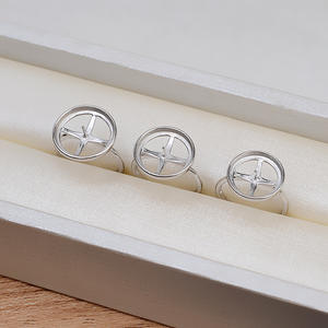 Conjunto de Anillo Abierto y Colgante de Plata S925 con Bandeja Vacía para DIY, Accesorios de Perlas, Joyería de Moda 1422 - Product Image 3